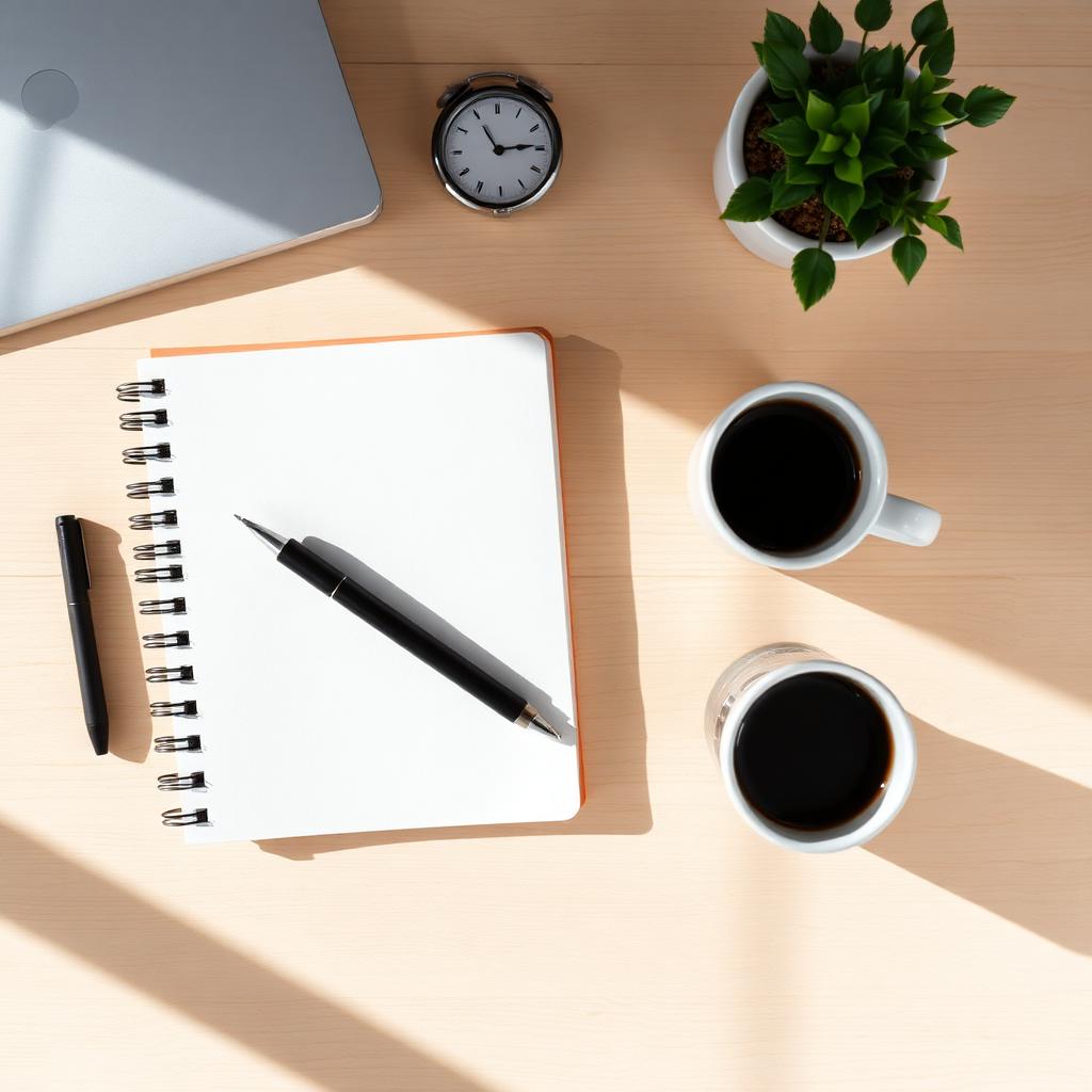 Vandaag: onze bureau-setup. Oordopjes, notitieboek en een goed gesprek staan op de planning. 📝